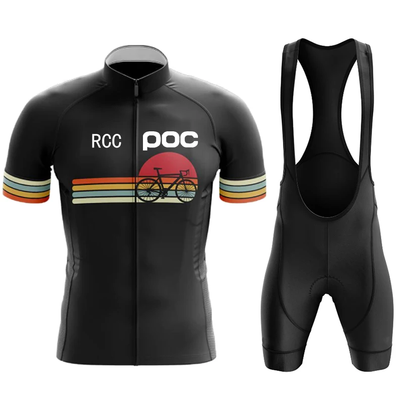 RCC POC Cycling Jersey Bib Set MTB Uniform Bike Clothing Quick Dry Bicycle Wear Clothes Mens Short Maillot Culotte