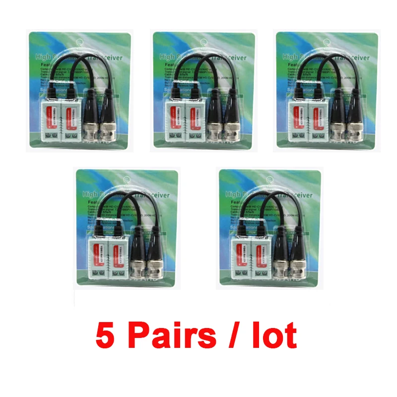 5Pair/10PCS 1CH Passive Twisted Pair Transmitter Video Balun Monitoring Coaxial HD BNC Ethernet Over Coax Network Cable