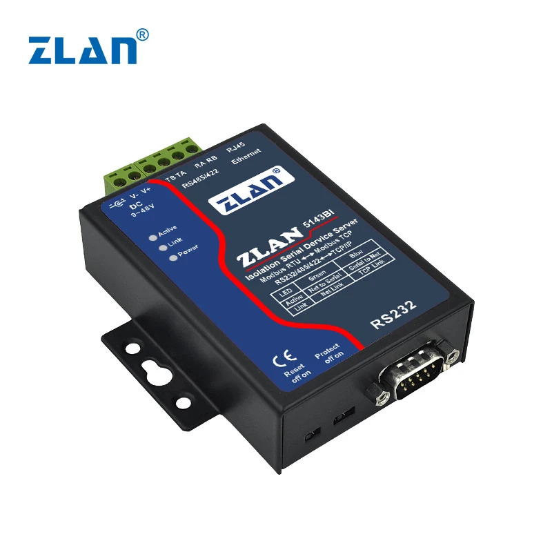 Convertitore da RS232 RS422 da RS485 a Ethernet Dispositivo IOT Modbus RTU a TCP ZLAN5143BI