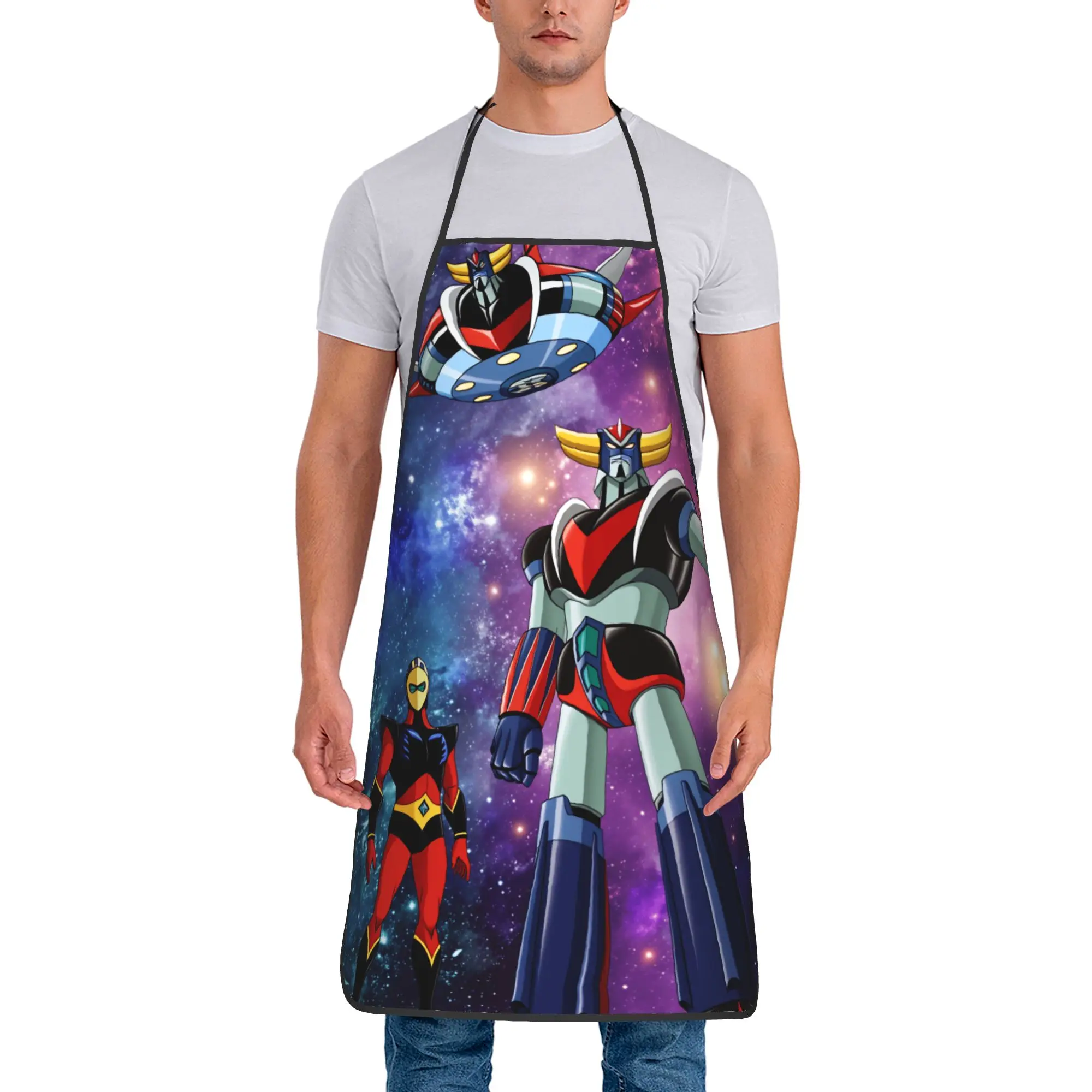 Tablier de cuisine personnalisé UFO Robot Grendizer Anime Goldorak, accessoires de cuisine, tabliers de manucure et de barbecue sans poche