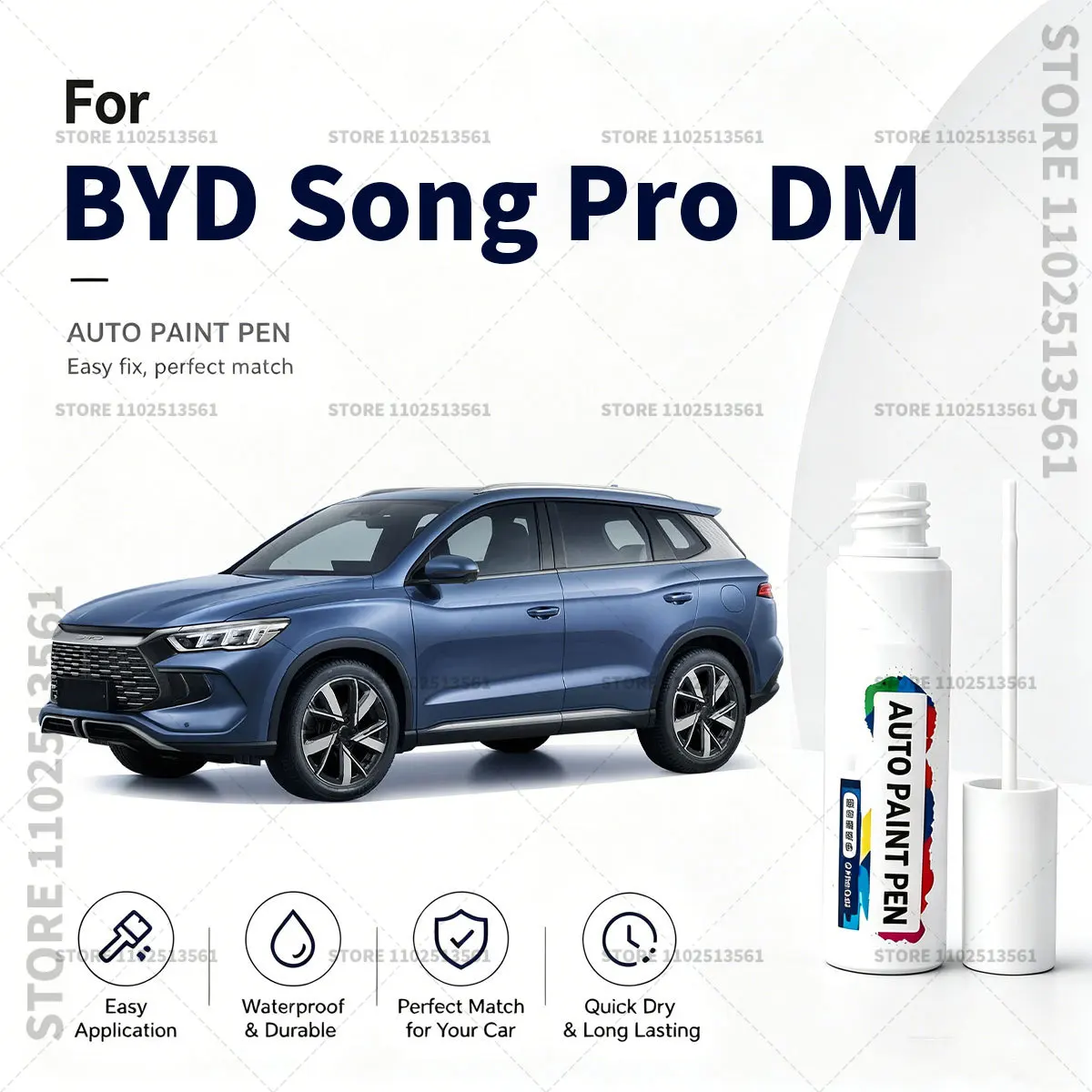 For BYD Song Pro DM White Car Paint Touch Up Pen Scratch Repair Remover Auto Body Repair Marker Waterproof Car Paint Repair Tool