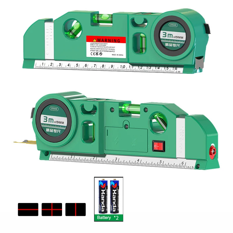 

Multifunctional Laser Level Built-in 3M Tape Measure High Precision Angle Meter Bubble Level Gauge 0° 45° 90° Measuring Tools