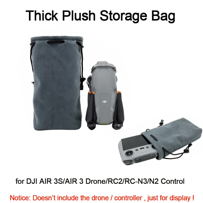 Thick Plush Drawstring Bag for DJI AIR 3S/AIR 3 Drone / RC 2 / RC-N2/N3 Remote Controller Protective Storage Bag AIR3S Handbag