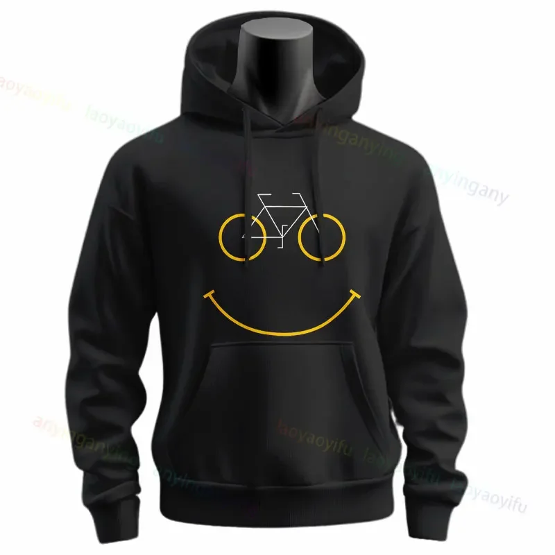 Bike Smiling Face Bicycle Lovers Funny MTB Cycling Gift Hoodie Slogan Graphic Design Sweatshirts Long Sleeve Pullover Hoodie