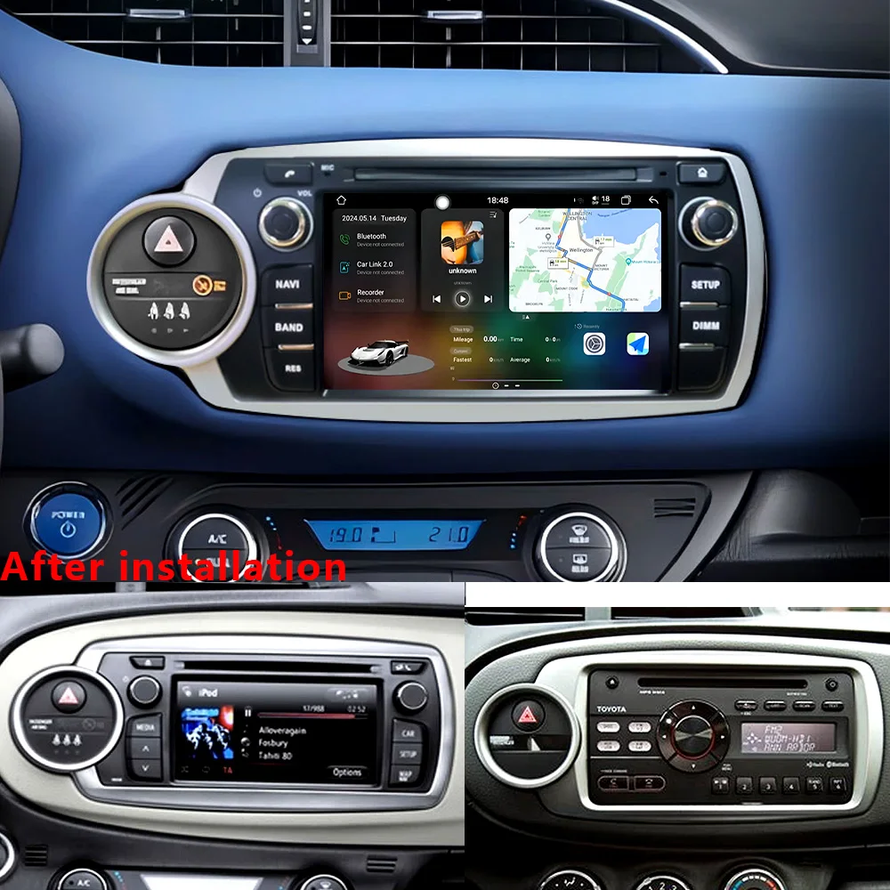 

CHSTEK Wireless Carplay For Toyota Yaris Vitz XP130 2011-2020 Car Radio Stereo Navigation Bluetooth 4G WIFI FM Android 13 Player