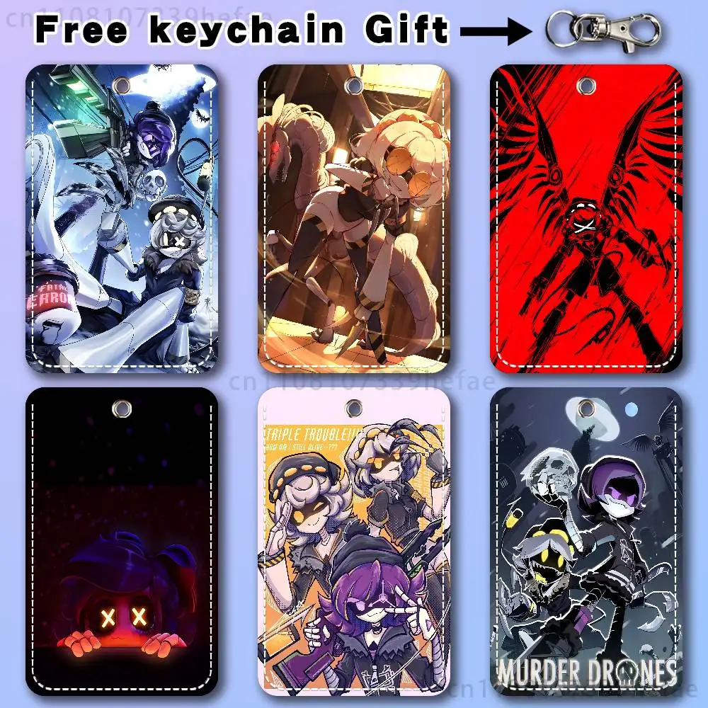 

M-Murder D-Drones Game Pattern 1Pc PU Leather Card Holder Keychain Key Ring Door Lock Access Tags ID Card Case Keychain Card