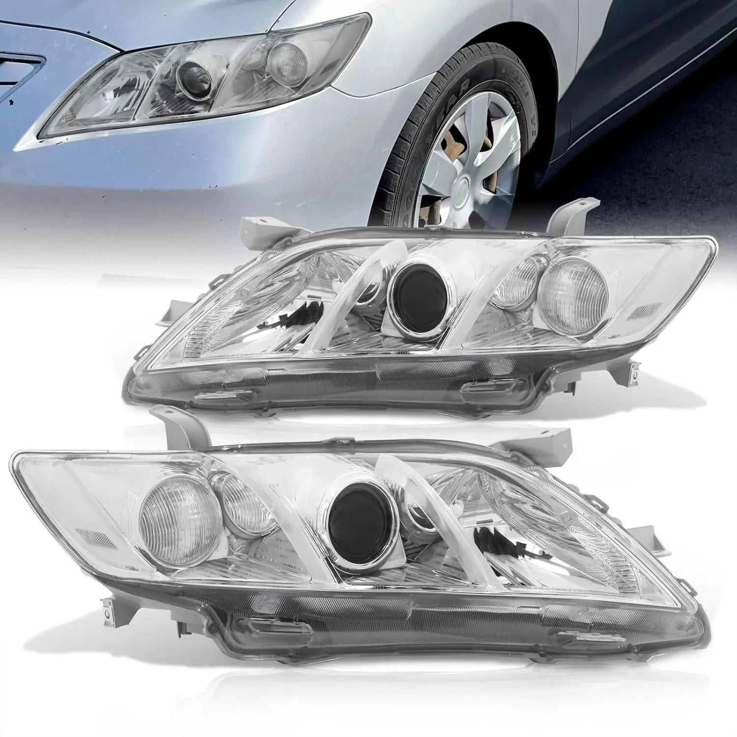 

Factory Style Driving Projector Headlights Headlamps Bumper Head Lights Signal Lamps Assembly Pair Set LH+RH Driver Passenger Co