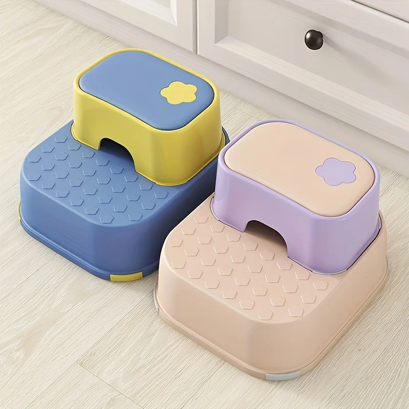 2 Pieces of Children\'s Footrest, Washing Stool, Two-layer Toilet, Double Step Design for Bowel Training Anti Slip Bathroom Stool