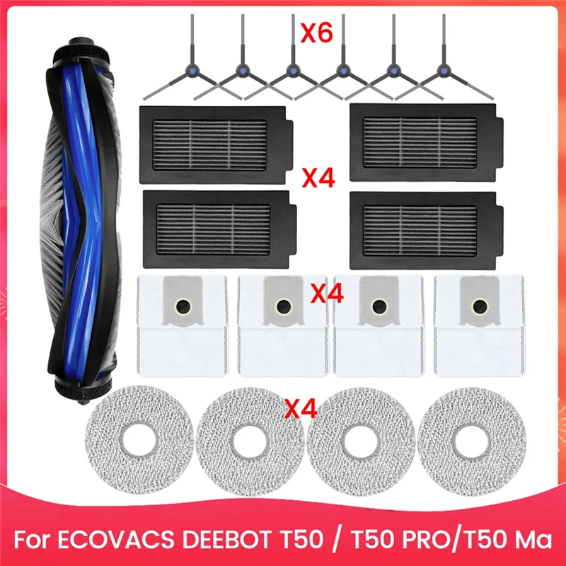 

Запасные части A56T-T50 для роботов-пылесосов Forecovacs DEEBOT T50 серии T50 PRO/T50 Max, комплект аксессуаров для пылесоса и швабры