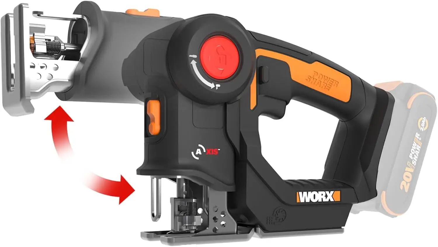 

20V 2-in-1 Cordless Reciprocating Saw & Jigsaw, 4 Blades Included, Lightweight & Compact, Tool Only