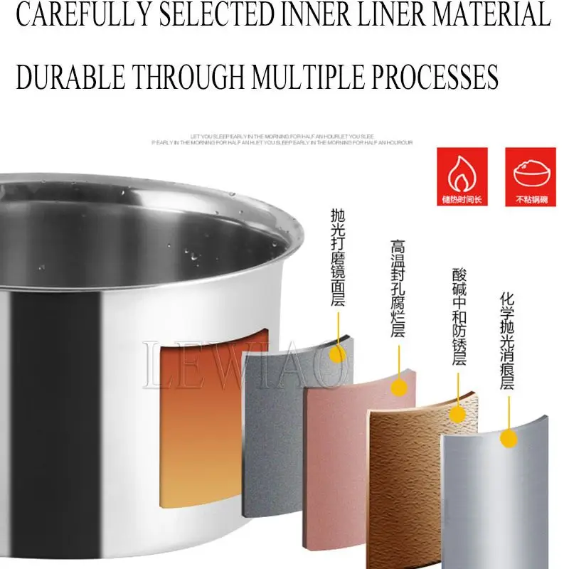 Petite marmite d'isolation de perle de sucre brun, économie d'énergie commerciale, pot de chauffage électronique de soupe, pot de maintien de chauffage électrique, 7L