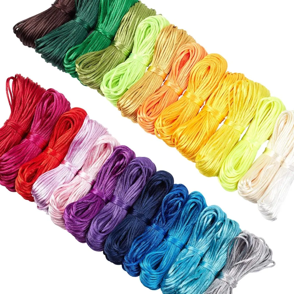 

520 Yards Nylon Satin String 26 Colors Rattail Silk Cord 2mm Chinese Knotting Cord for Braided Necklace Friendship Bracelet