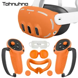 Silicone Protective Cover Set for Quest 3 VR Headset Controller Grip Shell Case Lens Cap Face Cover For Meta Quest 3 Accessories