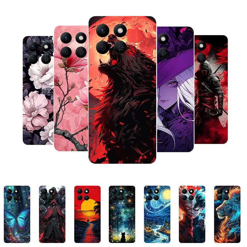 For Honor X8b Case Flowers Wolf Soft Silicone Phone Cover for Honor X8B X 8b LLY-LX1 LLY-LX2 Coque HonorX8B Protector Fundas