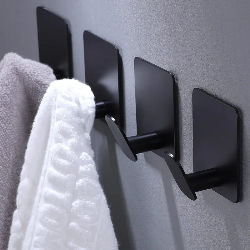 

Adhesive Hooks - 4 Pack Towel/Coat Hooks Wall Hook Stick on Bathroom or Kitchen