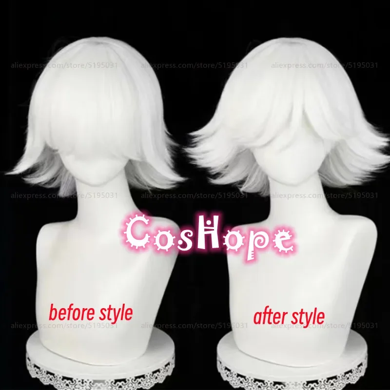 Mi Zu Ki Cosplay Wig 33cm Short Pure White Wig Cosplay Anime Cosplay Wigs Heat Resistant Synthetic Wigs Hair