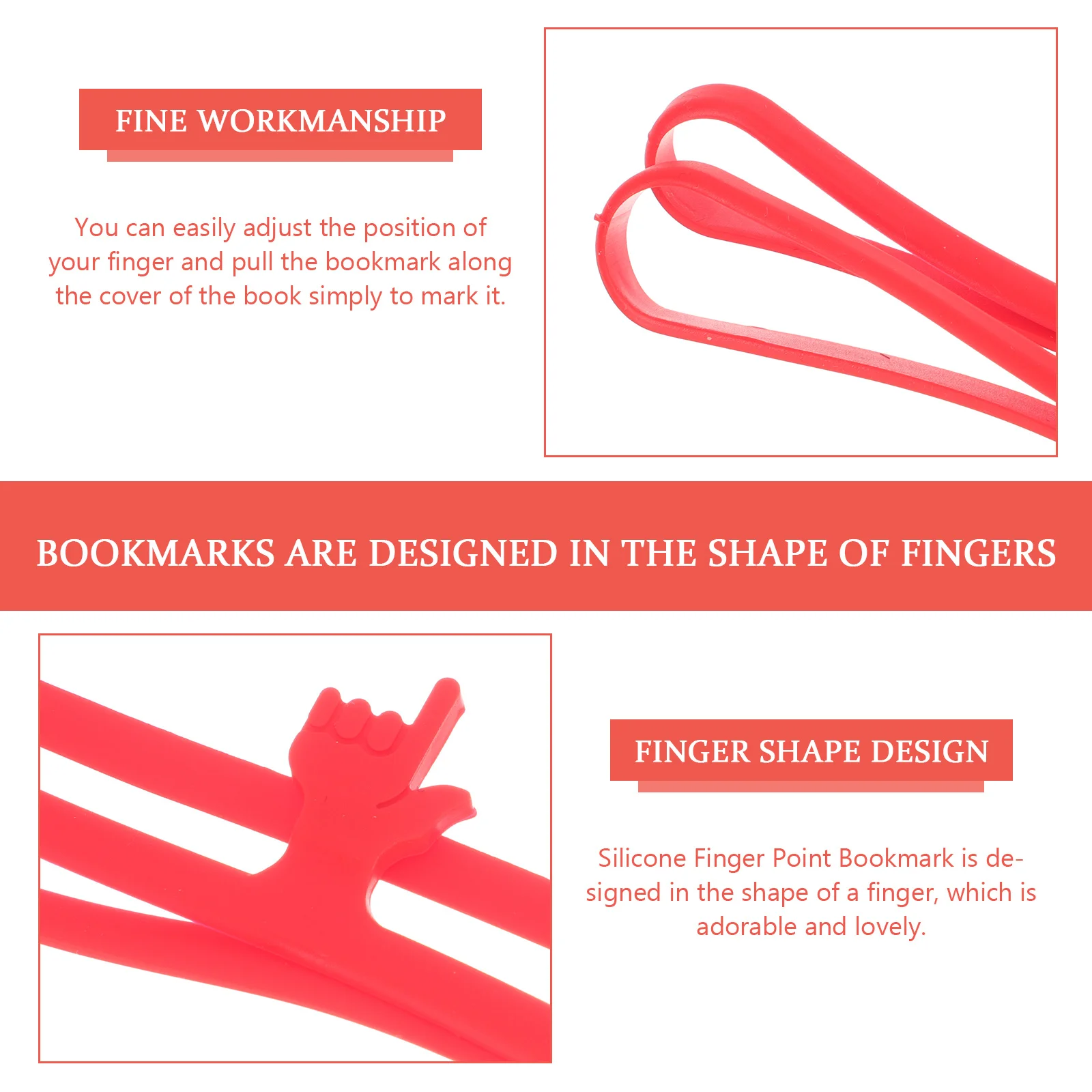 7Pcs Silicone Bookmarks Lovely Finger Point Bookmark Portable Funny Bookmark for Books Clips Papers Office Organization Tool