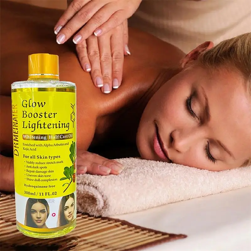 Glow Booster Body Brightening Half Cast Massage Oil,Arbutin Kojic Acid Skin Tone Correcting Meridian SPA Relaxation Care Serum
