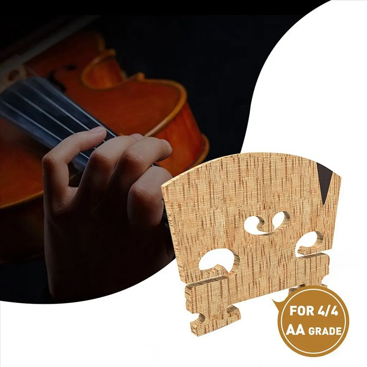 TUREBG 2X Violin Bridge 4/4: Finer Grade Solid Maple Violin Bridge, Pre-Cut & Pre-Fitted To Fit Most 4/4 Violins
