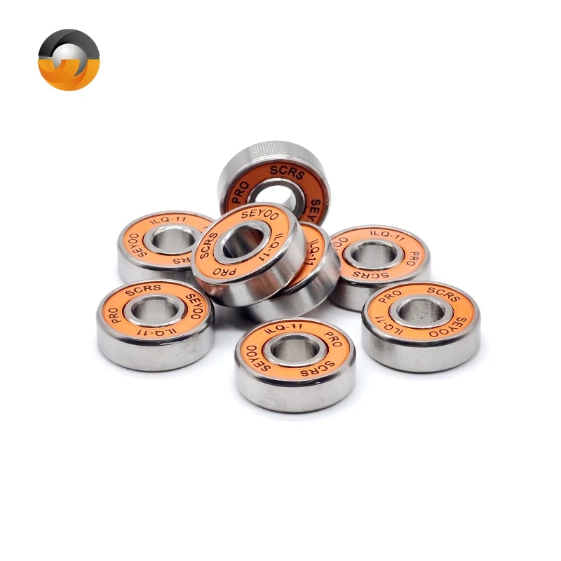 8Pcs Orange Sealed 608RS ILQ-11 8x22x7mm Bearing Durable Less Friction Steel Bearings For Skateboard Inline Skates Wheels
