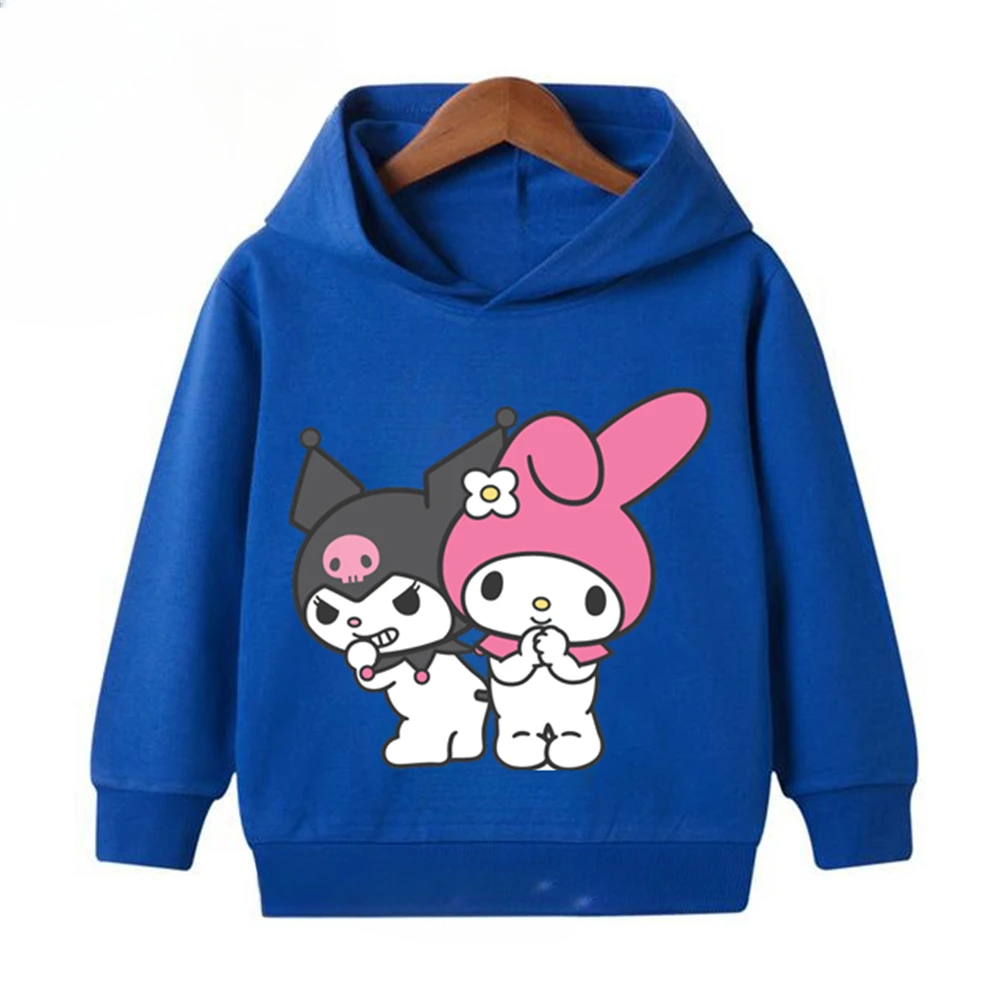 Spring Autumn Kawaii Kuromi Hoodies 2-13 Years Children Cartoon Anime Graphic Kids Boys Long Sleeve Harajuku Sweatshirt