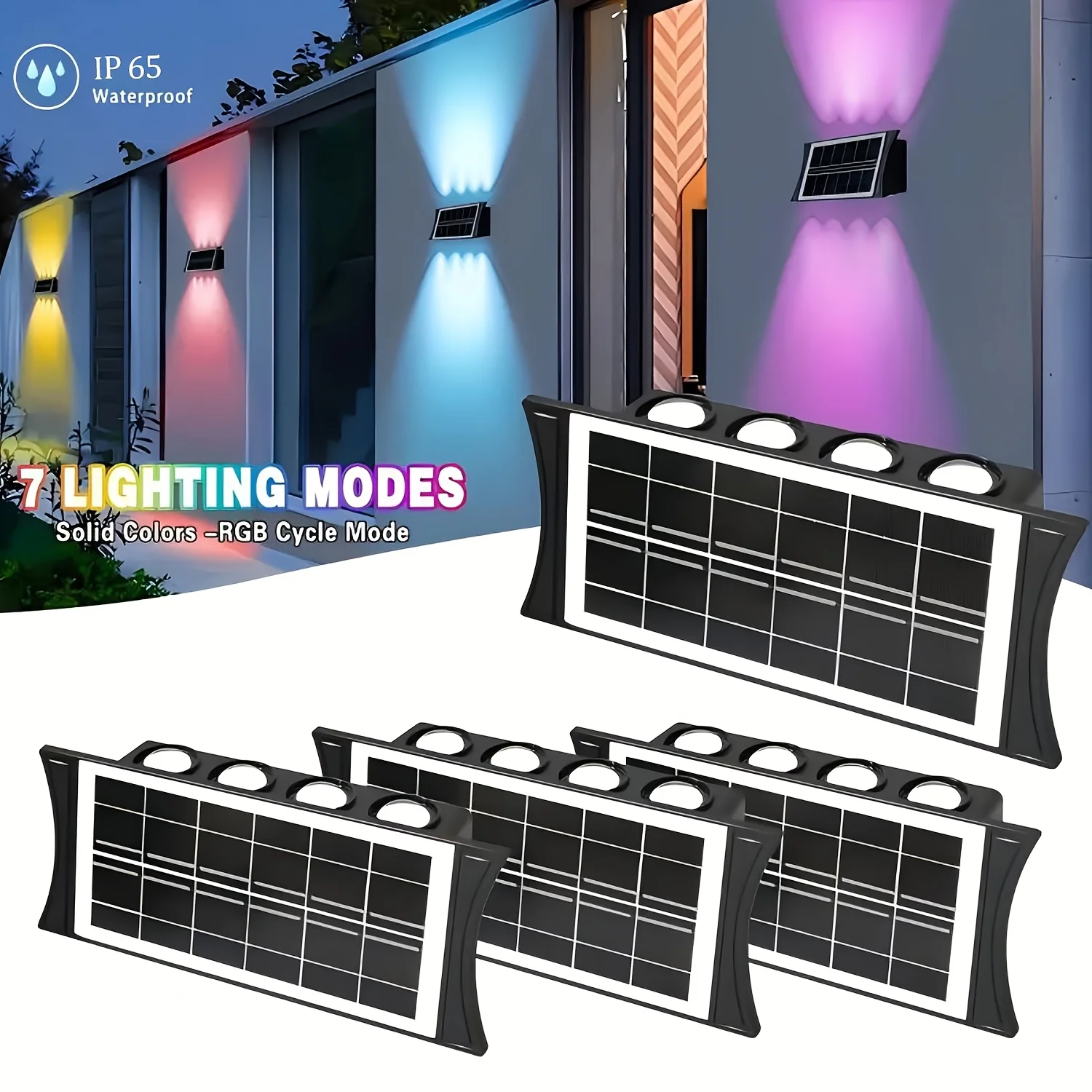 

2pcs Solar LED Wall Lights, Adjustable Lighting Range, Induction Switch, Solar Charging, Up & Down Wash Wall Lamp for Outdoor Garden, Patio, Ambient Light, Modern Villa Landscape, Pathway, Corridor
