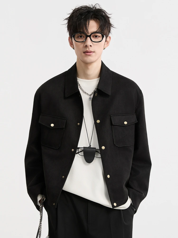 Spring and Autumn New Men's Jacket, Retro Suede Like Short Casual Fashion Top Jacket