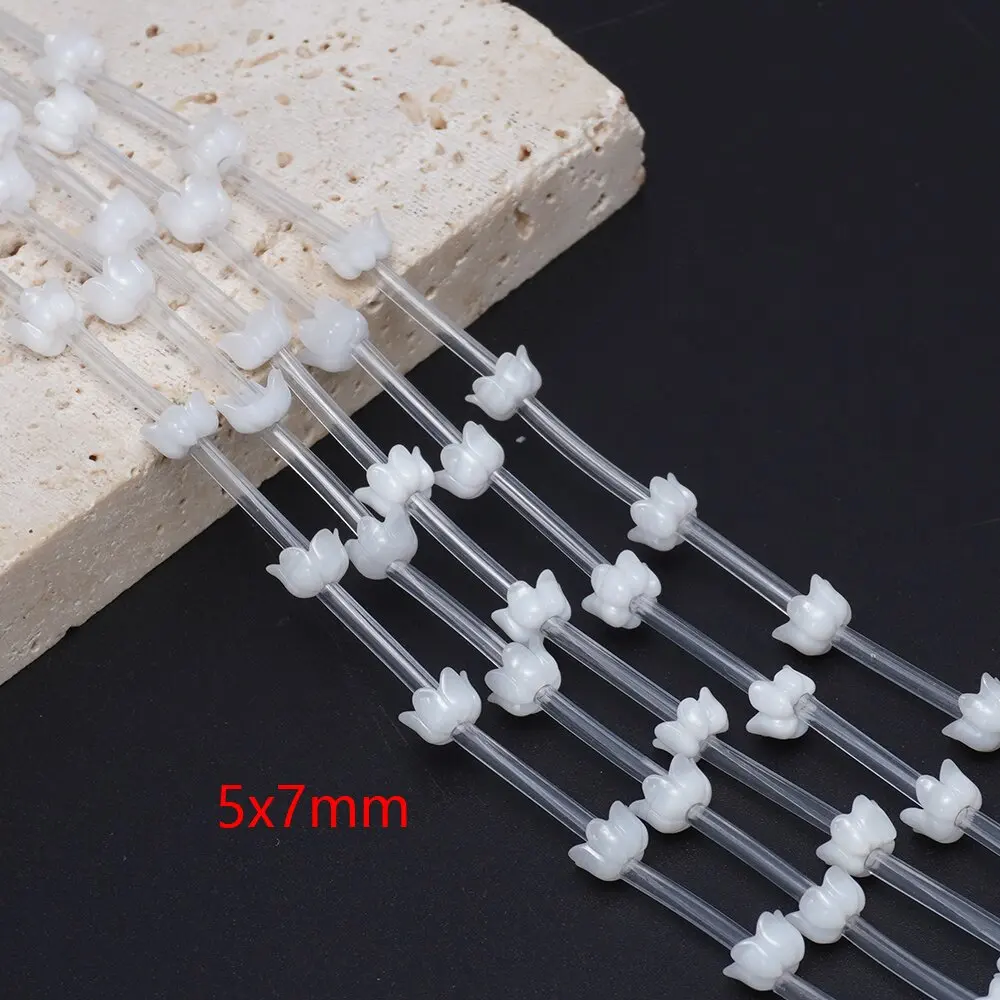 

10pcs/bag 5x7mm Flower Shaped White Color Lotus Shape Natural Sea-water Shell Loose Spacer Beads For DIY Necklace Earrings