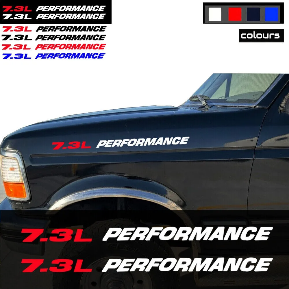 7.3L PERFORMANCE For Ford Powerstroke F250 F350 Car Stickers Accessories Truck Hood Decals Emblem 2pcs