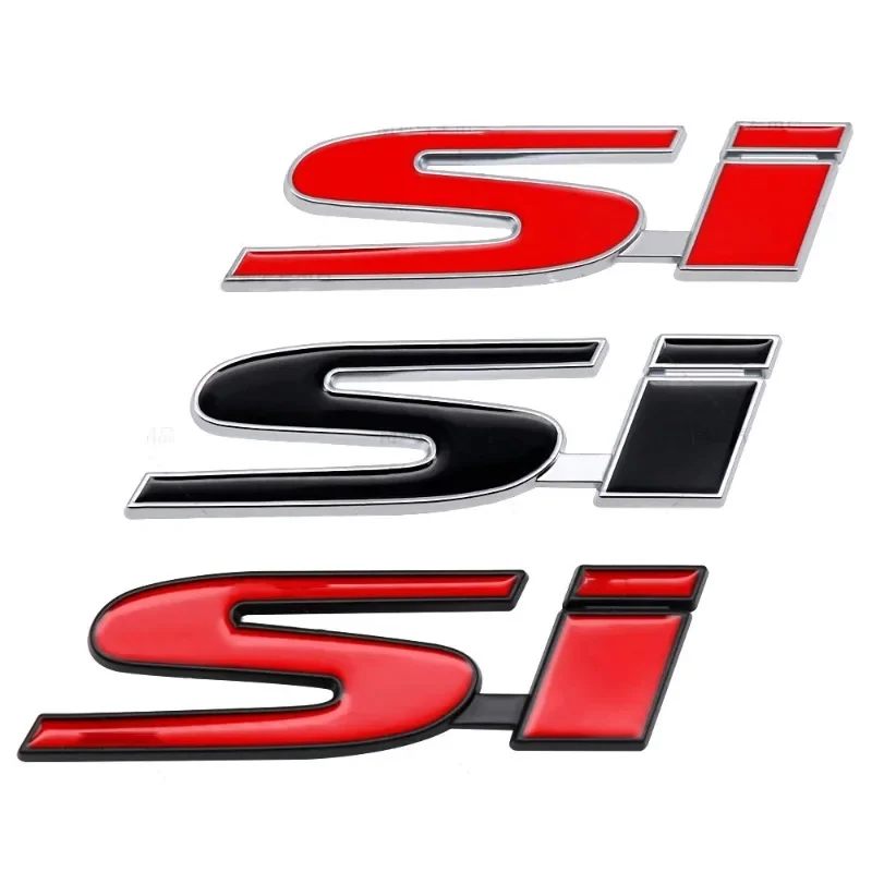 3D Metal SI Letters Car Front Grille Emblem Rear Trunk Badge Sticker for Honda Civic Accord Inspire SI Accessories