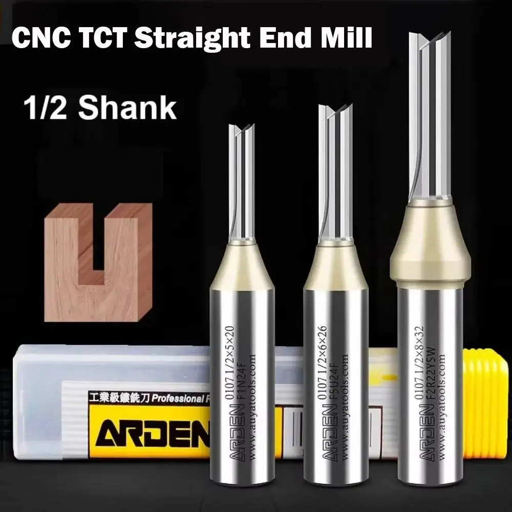 

Drill Bit Carbide Straight Slot Milling Cutter 1/2 Shank Silver Straight End Mill Engraving Bit Tools Woodworking