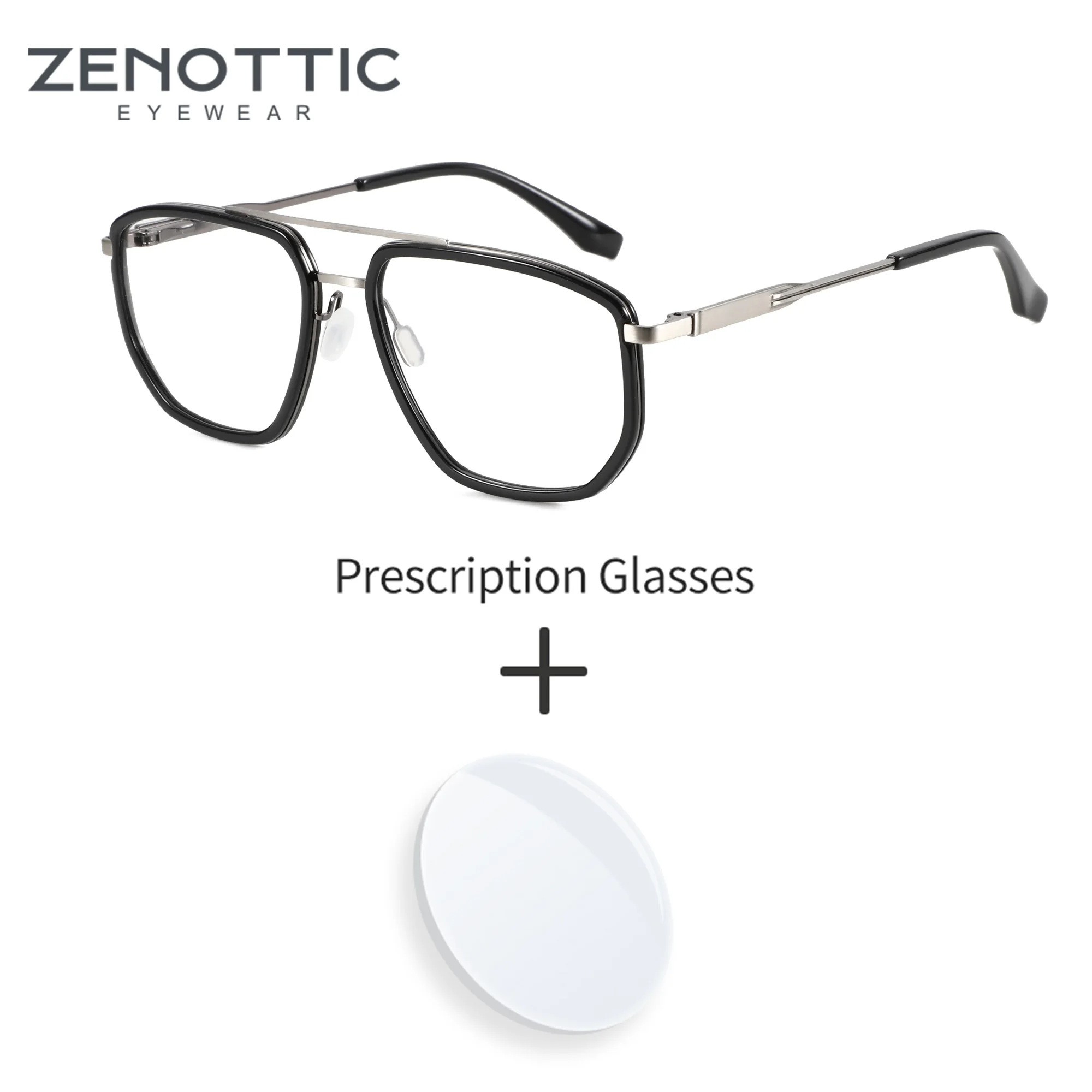 ZENOTTIC 2024 Classics Prescription Glasses Double Bridge Pilot Eyewear Myopia/Hyperopia/Progressive Optical Eyeglasses