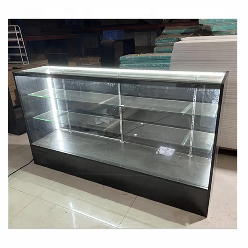 custom，70inch  Wooden Glass Display Counter Full Smoke Shop Showcase with LED Lighting