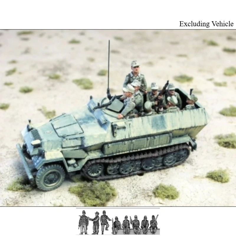 

1/72 Scale Diecast Resin Figure Model Kit WWII German Panzer Grenadiers 8 Figures Unpainted