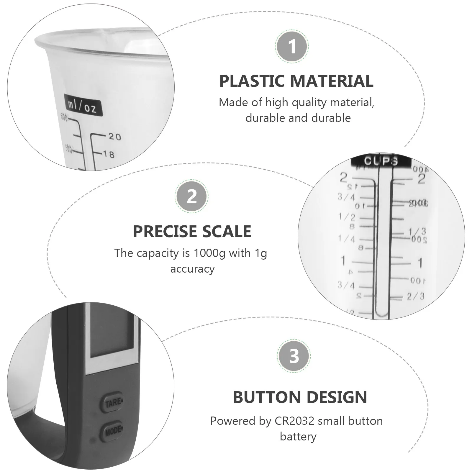 

1000G 1G LCD Display Measuring Cup Digital Electronic Scale for Cooking Coffee Milk Food Pharmacy Use Red