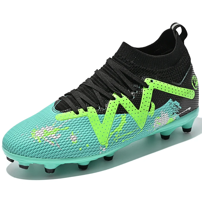 

Men's Soccer Shoes Long Spike FG/TF Football Boots Breathe Footable Shoes Children High Ankle Cleats Grass Soccer Sneakers New