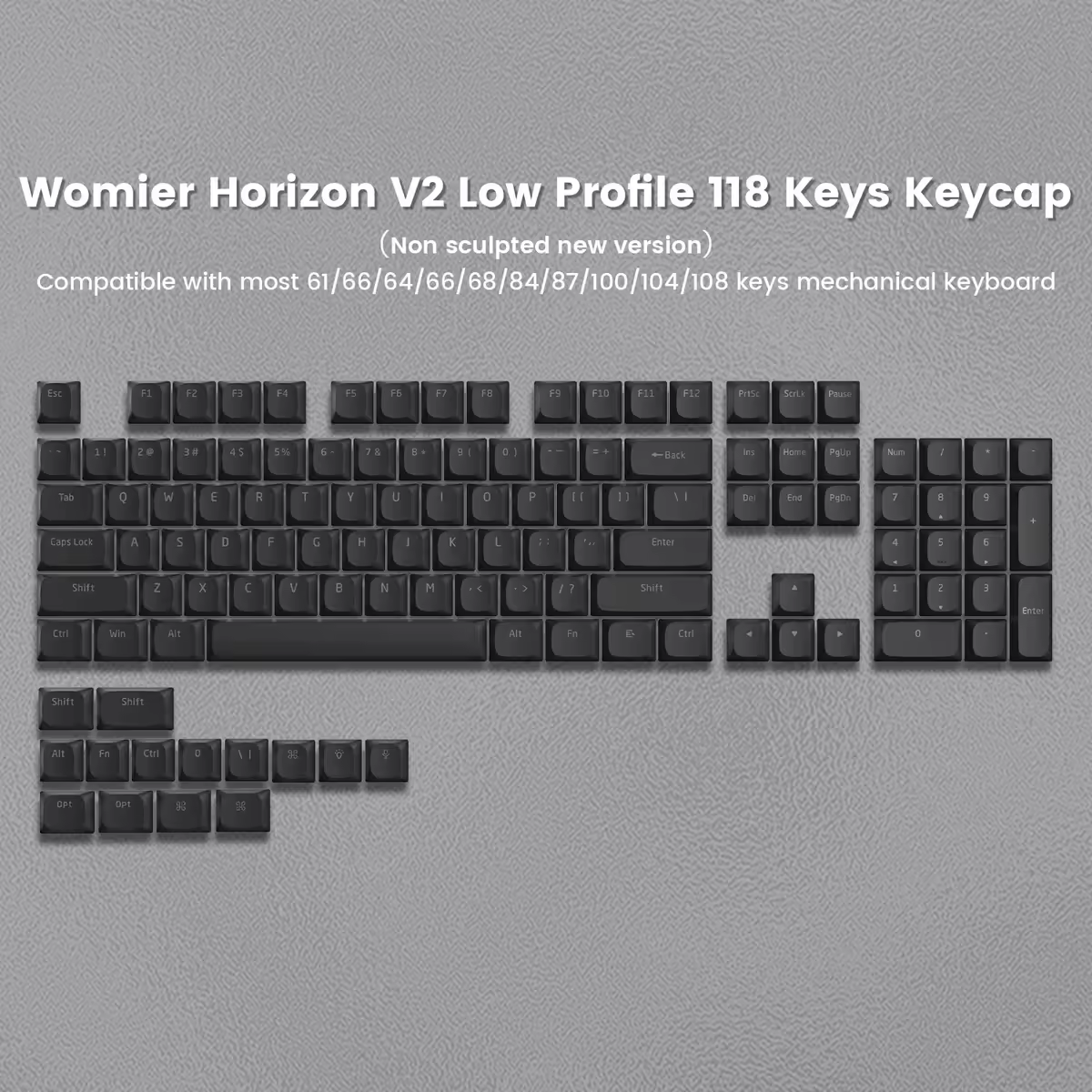 WOMIER Low Profile Keycaps 118 Keys Shine Through Key Cap for 60% 65% 75% 80%100% Cherry Gateron MX Switches Mechanical Keyboard