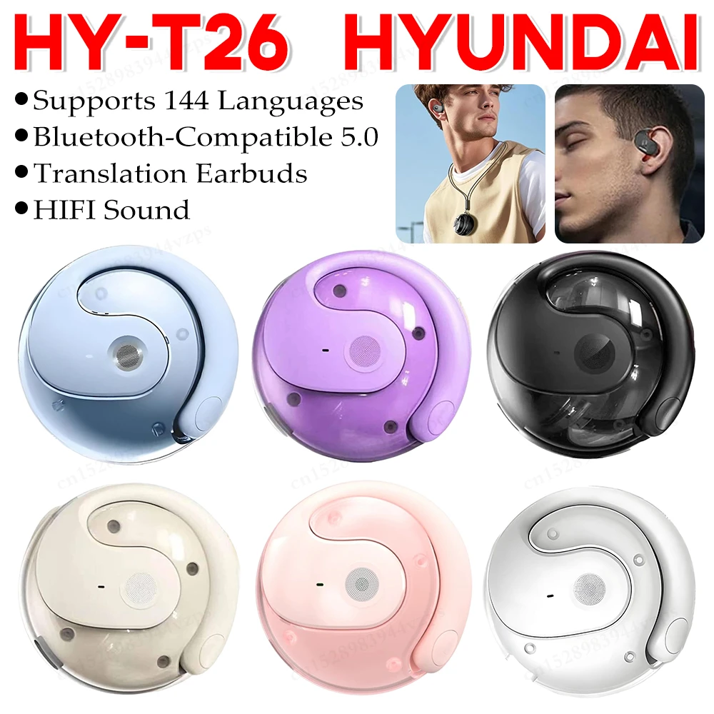 Auriculares inalámbricos Bluetooth AI con traducción de idiomas en tiempo Real, 144 idiomas, auriculares para colgar en la oreja, traductor para viajes y negocios