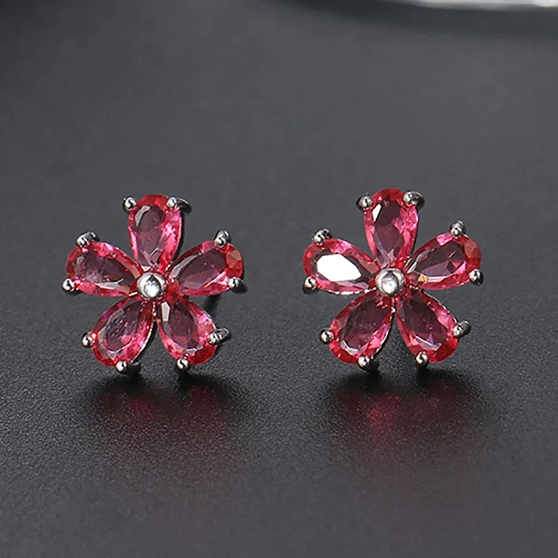 Gorgeous Flower Women Stud Earrings for Women Zirconia Wedding Party Studs Earring Friends Jewelry Brincos Boucle Oreille Femme