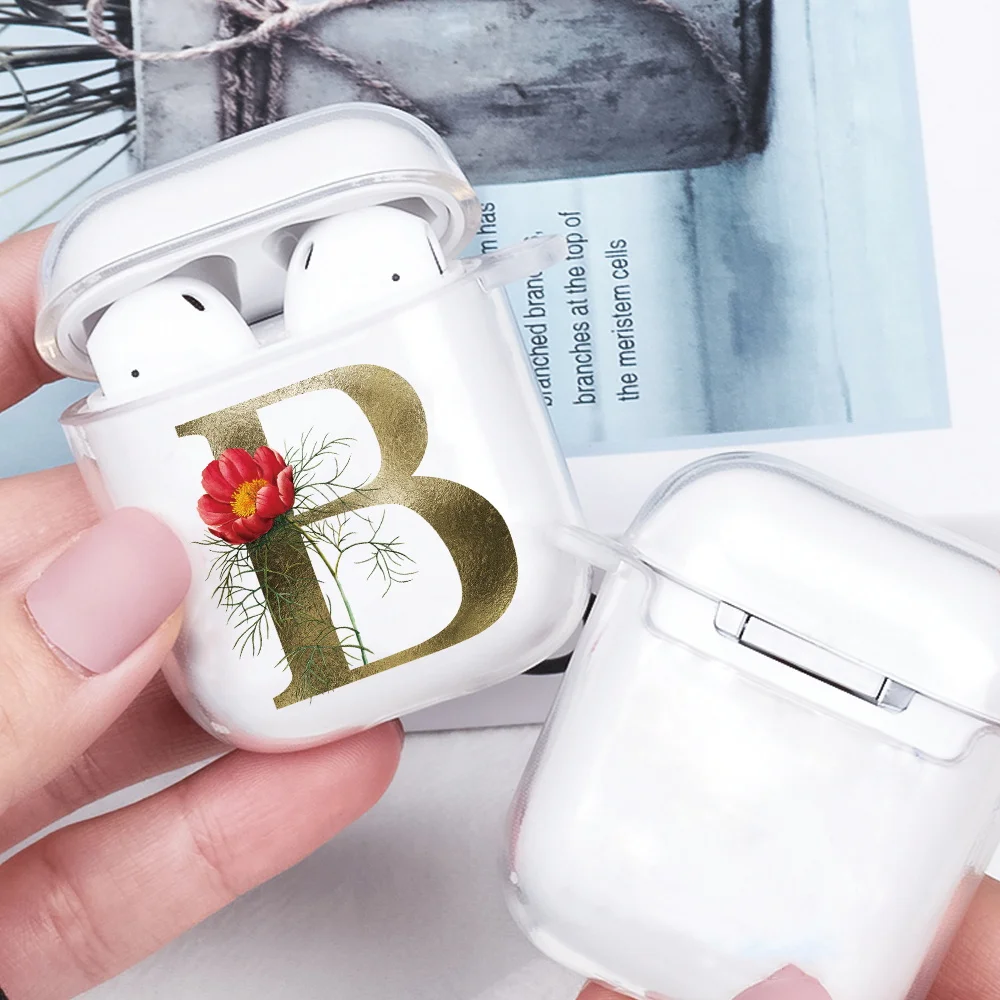 Dành Cho Apple Hộp Đựng Tai Nghe AirPods 1st / 2nd Thế Hệ Tai Nghe Không Dây Bluetooth Vàng In Hoa Silicone Bảo Vệ