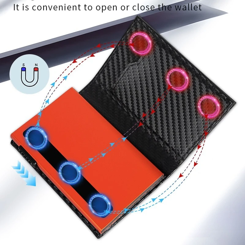 Mens Wallet Card Holder Pop Up Aluminum Card Case RFID Blocking Three Fold Wallets with 11 Card Capacity | ID Window | Cash Slot
