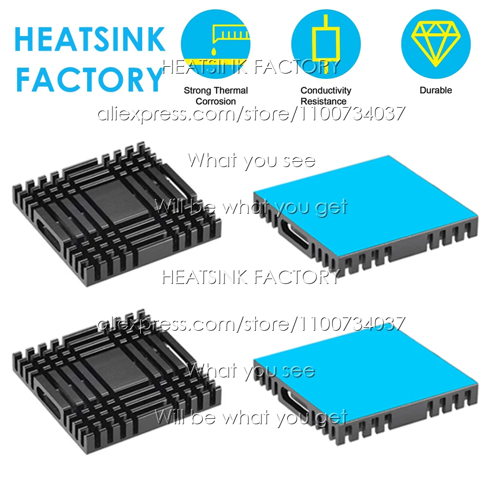 38x38x6mm Black Square Zigzag Aluminum Pin Fins Heatsink Cooler Radiator Cooling for North / South Bridge CPU IC