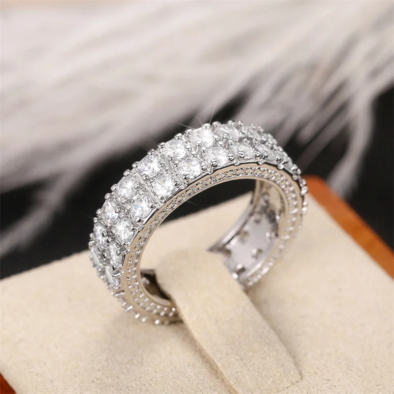 CAOSHI Stylish Lady Shiny Zirconia Finger Ring for Wedding Ceremony Timeless Jewelry for Engagement Fashion Proposal Accessories