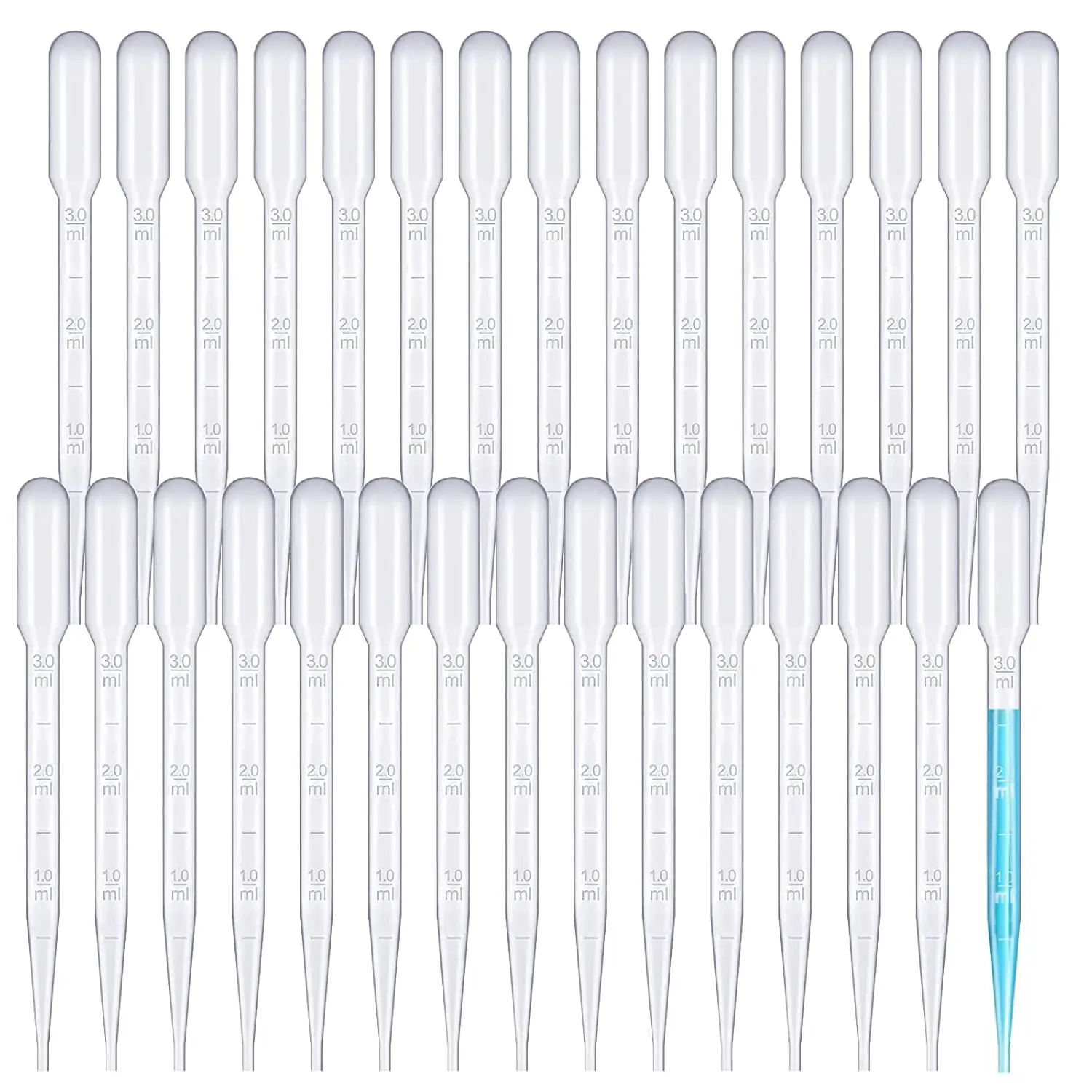 30/50/100 Uds pipetas de transferencia desechables de plástico 3ml calibradas para aceites esenciales laboratorio de ciencia herramienta de maquillaje de arte DIY