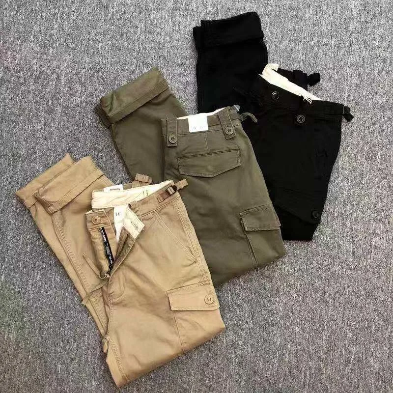 

Amikaki Work Clothes Multiple Pockets Casual Pants Thick Hemmed Washed Worn Trousers Outdoor Camping Trekking Tooling Overalls