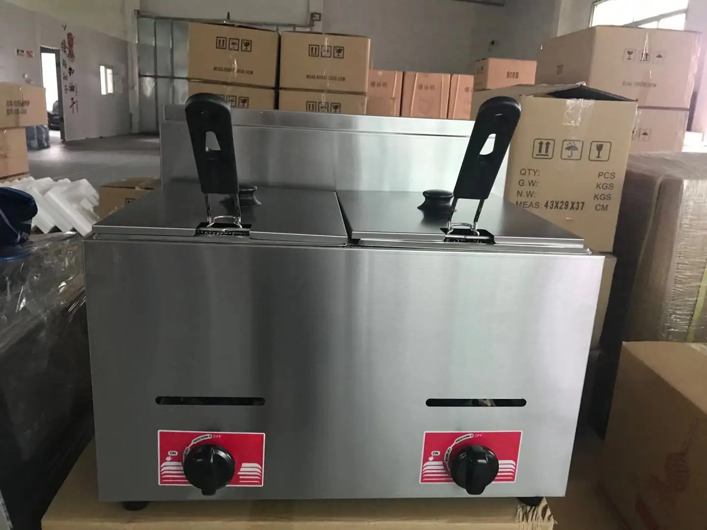 For 10+10L Tank Gas countertop  chips fryer  commercial