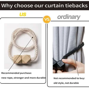 4 buah Tali Pengikat Tirai dengan Magnet Kuat Desain Tali Tebal untuk Kamar Tidur Ruang Tamu Dapur Aksesori Dekorasi Rumah Plastik Tahan Lama 8 tempat gorden penjualan terbaik - №