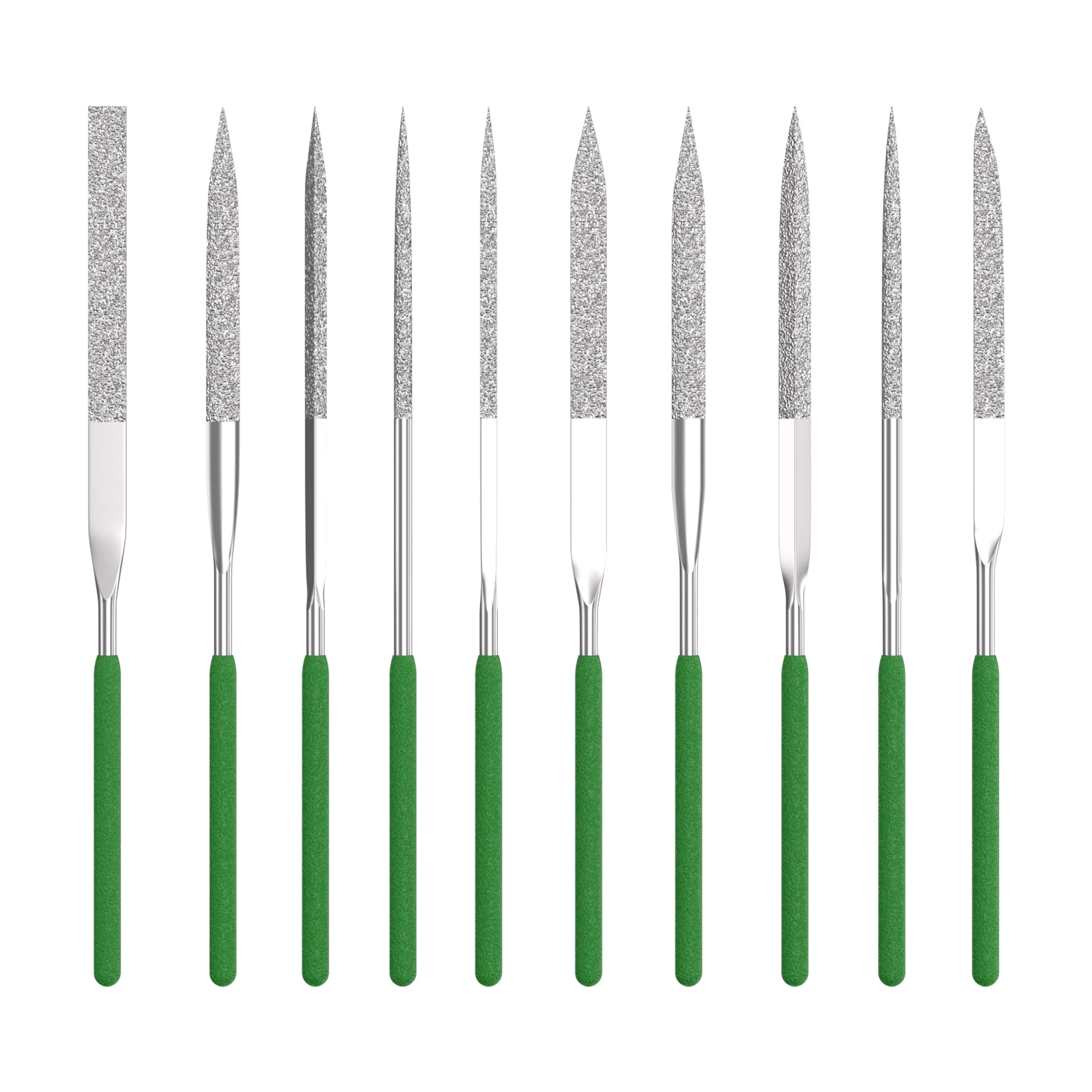 HUHAO 10pcs 3×140mm Diamond Mini File Titanium Plated File Set Handicraft Shaping File Electroplating Alloy Sand Grinding Tool