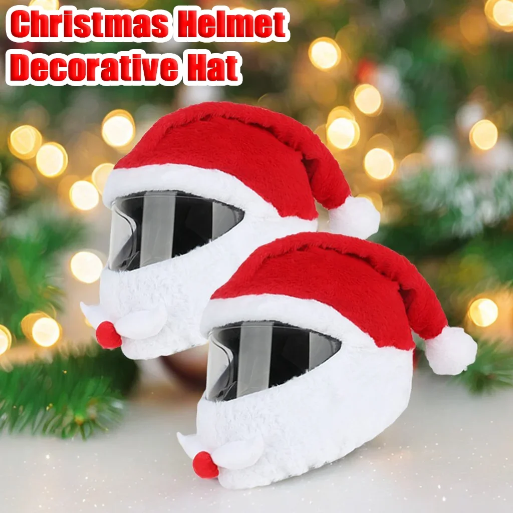 

1/2Pcs Christmas Motorcycle Helmet Hats Christmas Themed High-quality Funny Plush Decor Hat Winter Riding Warm Helmet Cover