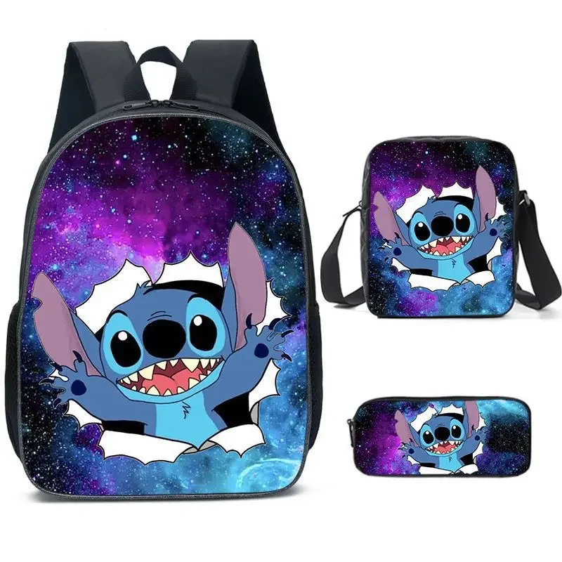 Disney Cartoon Stitch dreiteilige Schulranzen Schulranzen Stift Tasche im Grundschul rucksack mit großer Kapazität und mehreren Taschen